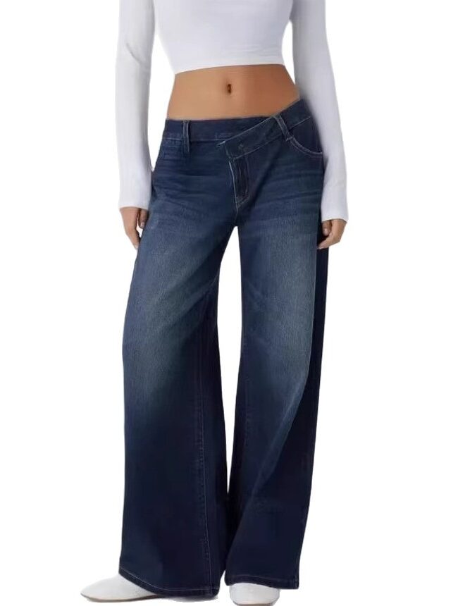 The Sabine Denim Trousers Detail – La Rose Couture Trousers & Skirts