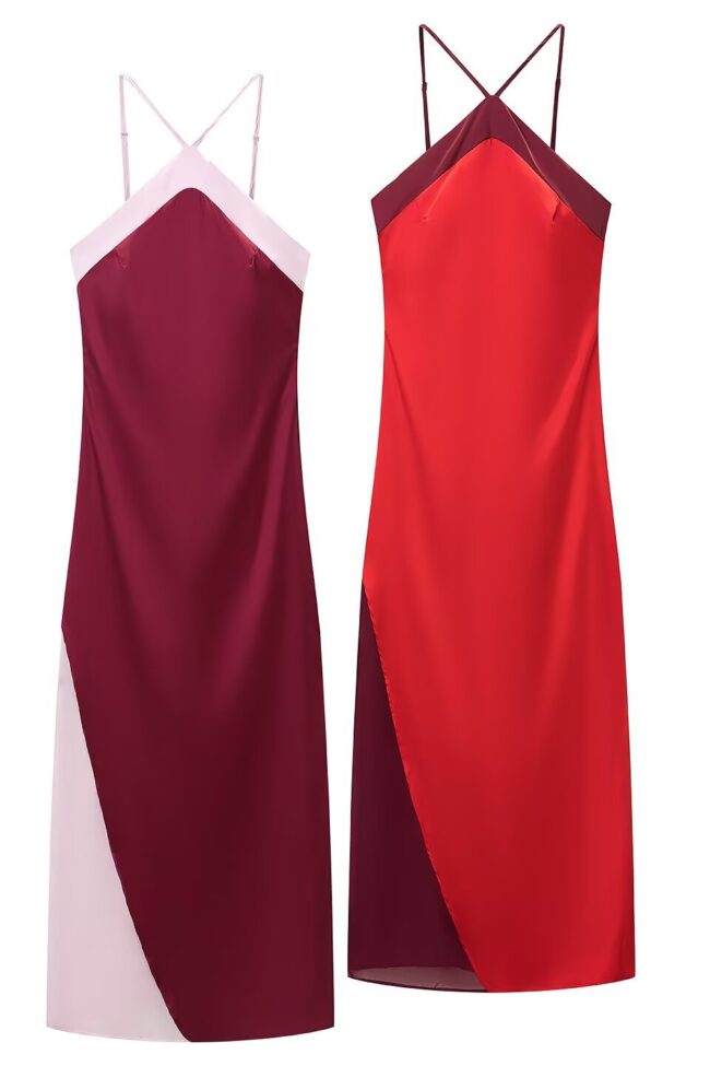 The Aurelia Color Block Halter Neck Dress – La Rose Couture Dresses & Gowns