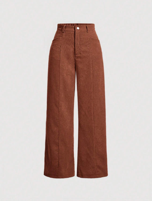 Retro High-Waist Wide-Leg Corduroy Women's Trousers - Image 5