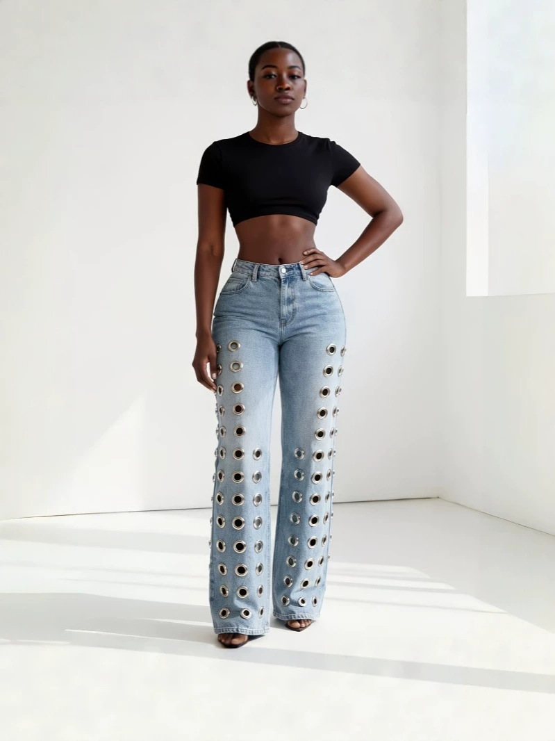 Womens High Waist Straight Leg Jeans - Image 5