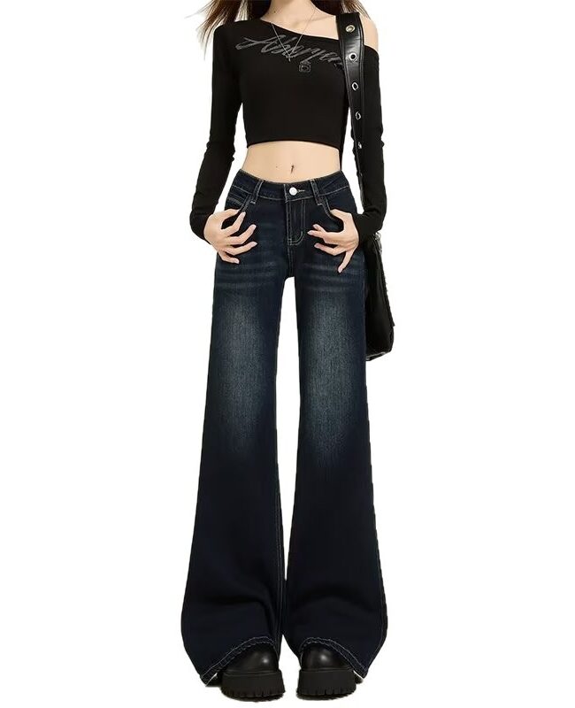 The Clemence Denim Wide Leg Pants Detail – La Rose Couture Trousers & Skirts