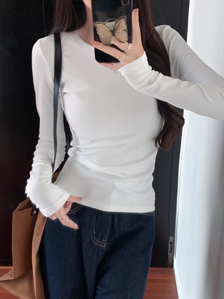 Women Sexy Slim Fit Cropped Long Sleeve T Shirt - Image 3