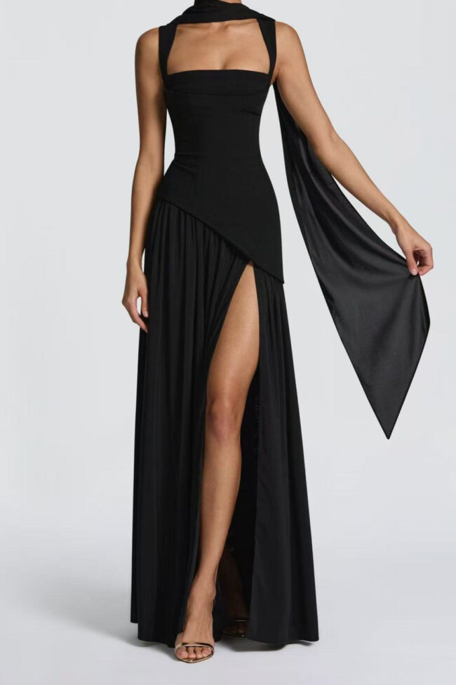 The Madeleine Irregular Hem Waist Cinching Straps Dress Detail – La Rose Couture Dresses & Gowns