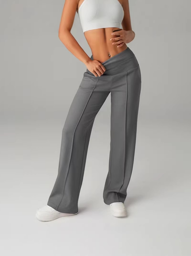 Slim-Fit Sports Straight Leg Pants with Pockets - Image 3