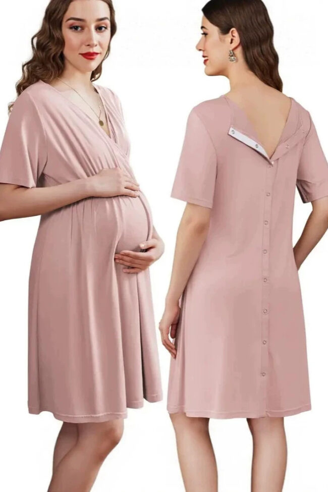 Loose V Neck Short Sleeve Dress Detail – La Rose Couture Dresses & Gowns