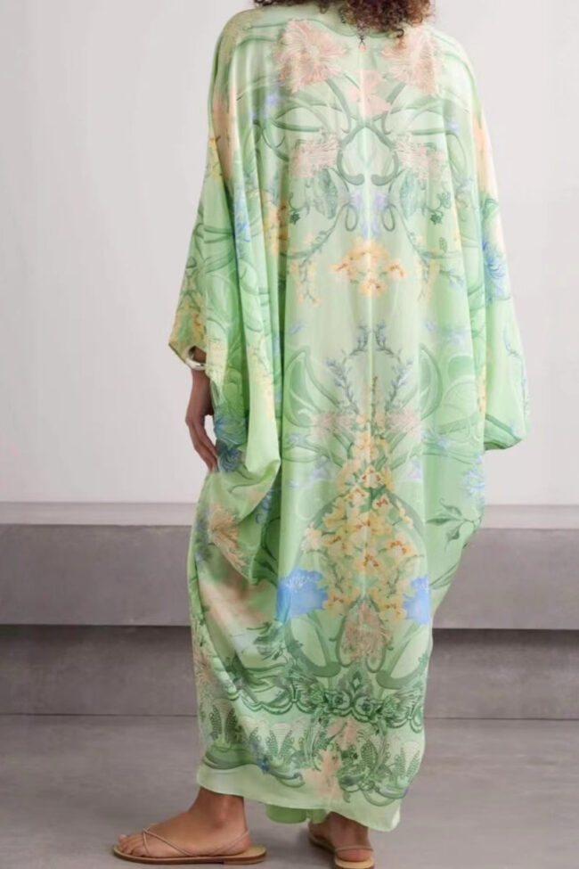 The Roxane Flowy Printed V Neck Dress Detail – La Rose Couture Dresses & Gowns