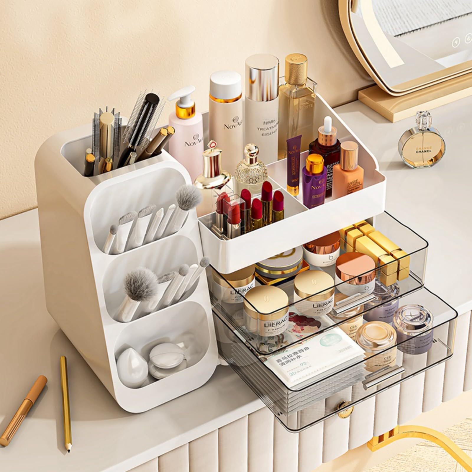 Cosmetic Organizer Storage Box with Drawers - Image 2
