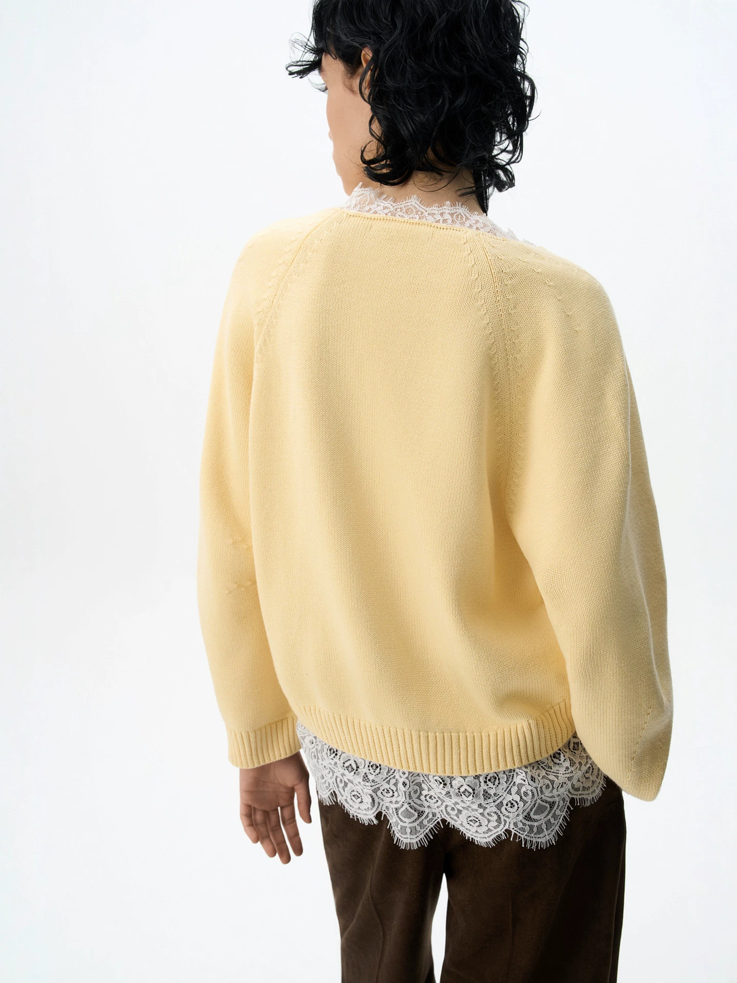 Womens Lace Patchwork Pullover Sweater - Image 2
