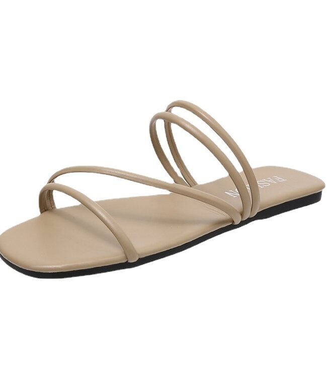 The Ines Open Toe Flat Slippers Detail – La Rose Couture Shoes & Footwear