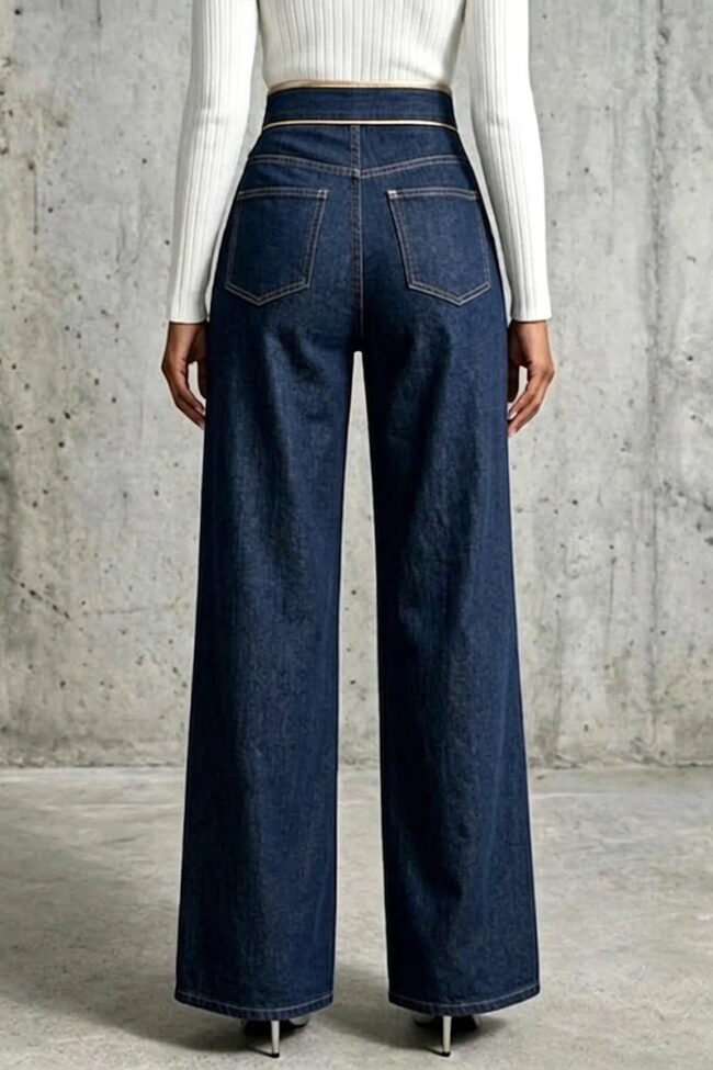 Straight Leg Denim Pants Detail – La Rose Couture Trousers & Skirts