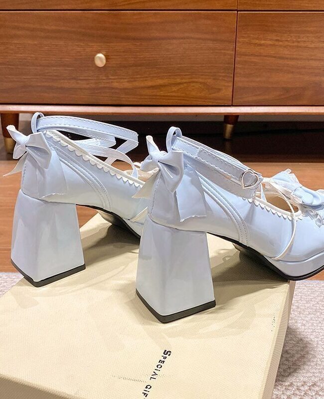 The Morgane Waterproof Platform Mary Jane Heels Lolita Style Thick Heel Shoes Detail – La Rose Couture Shoes & Footwear
