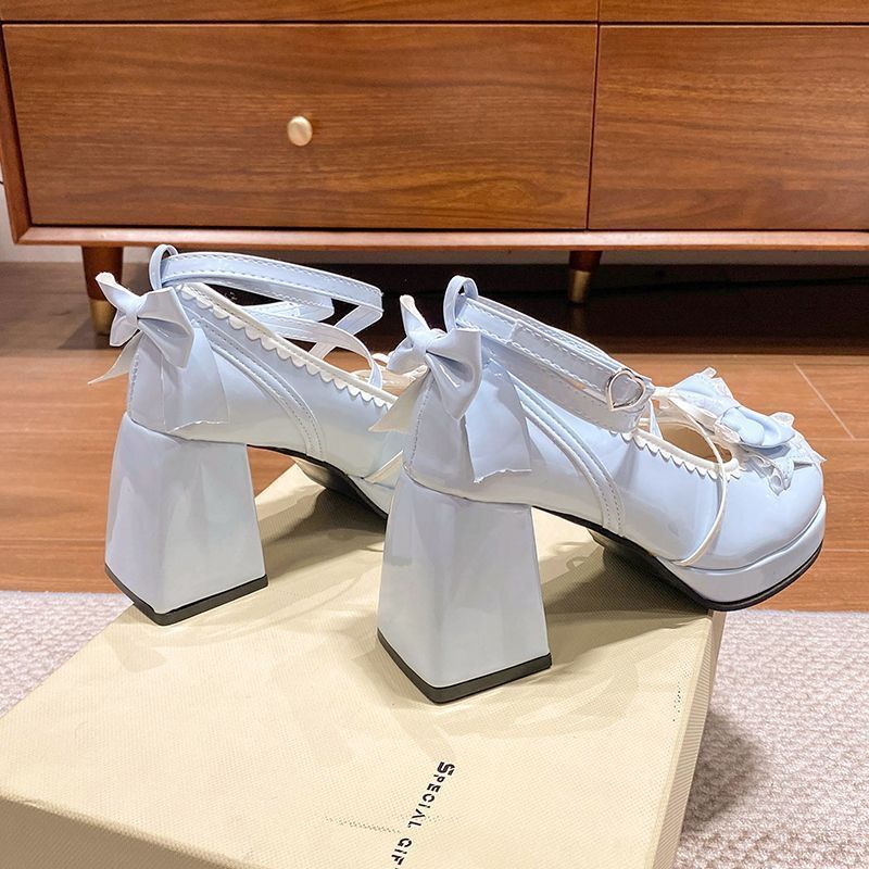 Women's Waterproof Platform Mary Jane Heels Lolita Style Thick Heel Shoes - Image 3