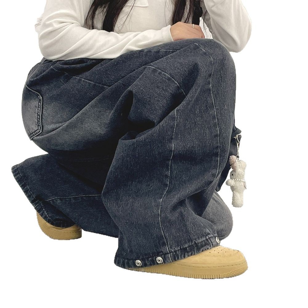 Women's High Waist Wide Leg Vintage Washed Denim Jeans - Image 3