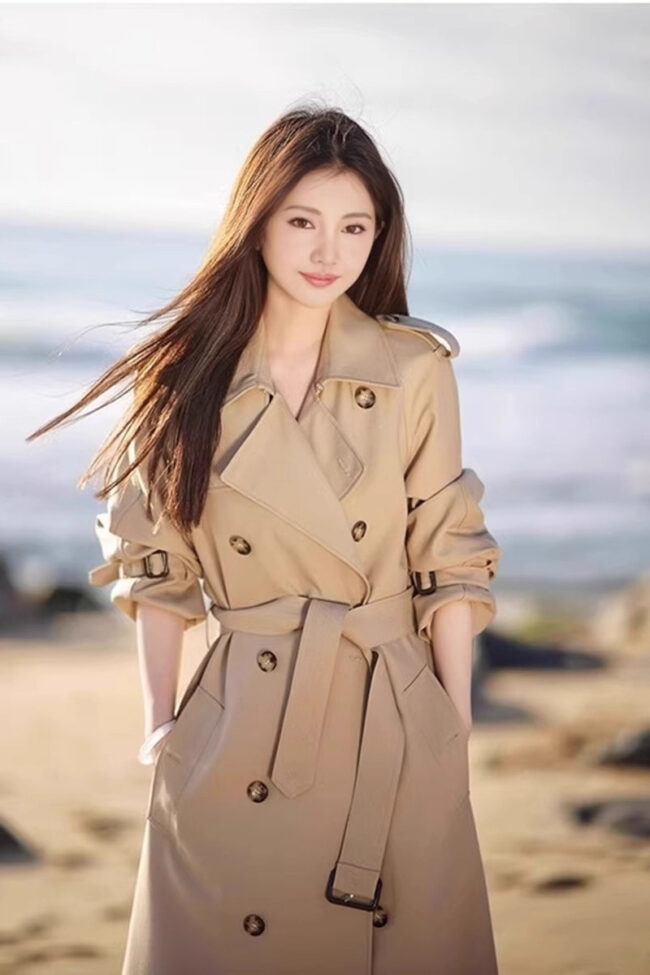 The Daphne Mid Length Windbreaker Jacket Detail – La Rose Couture Coats & Jackets