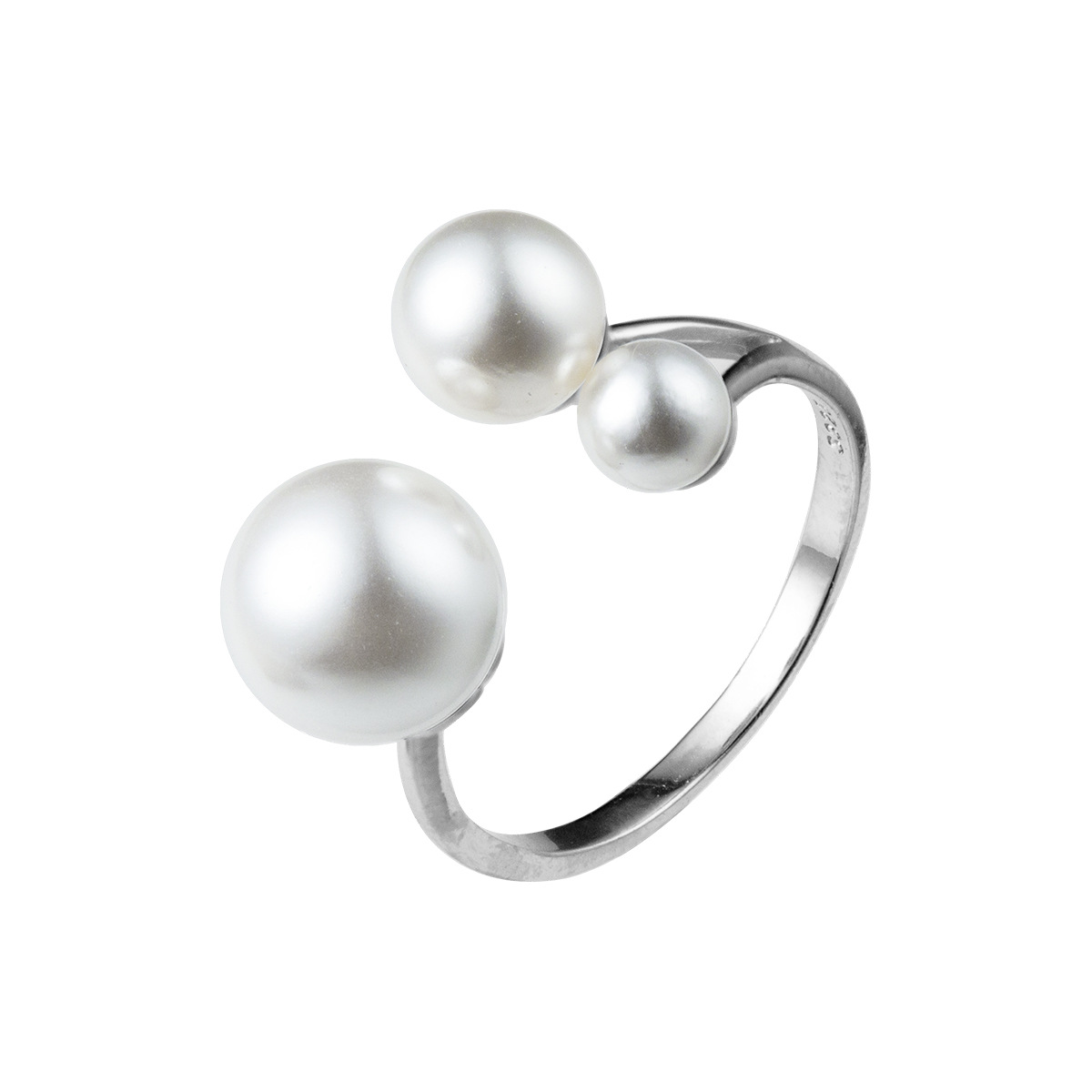 S925 Silver Adjustable Open Ring with Synthetic Pearl Bead for Women Fashion Jewelry - Image 5