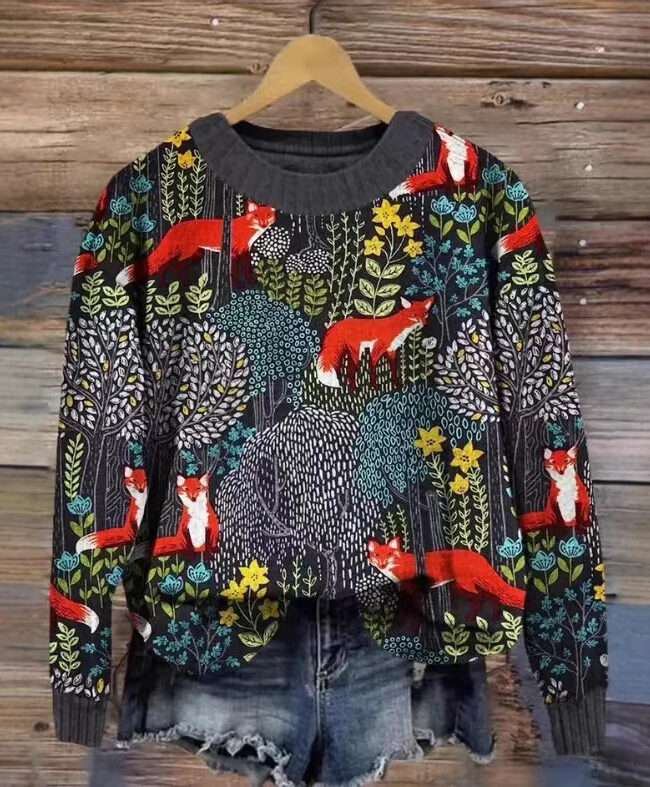 The Zoe Print Long Sleeve Sweatshirt Detail – La Rose Couture Tops & Blouses