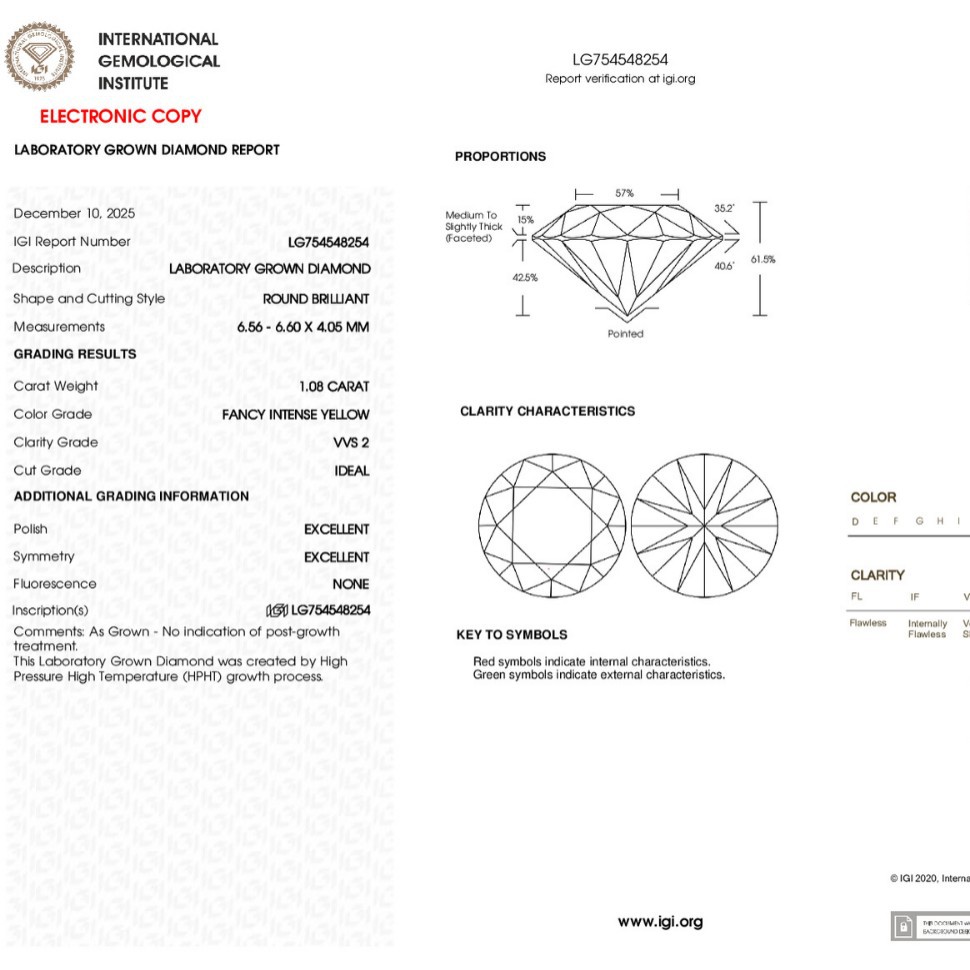Lab Grown Round Yellow Diamond - Image 3