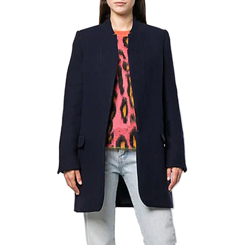Women's Stand Collar Wool Blend Coat - Image 5
