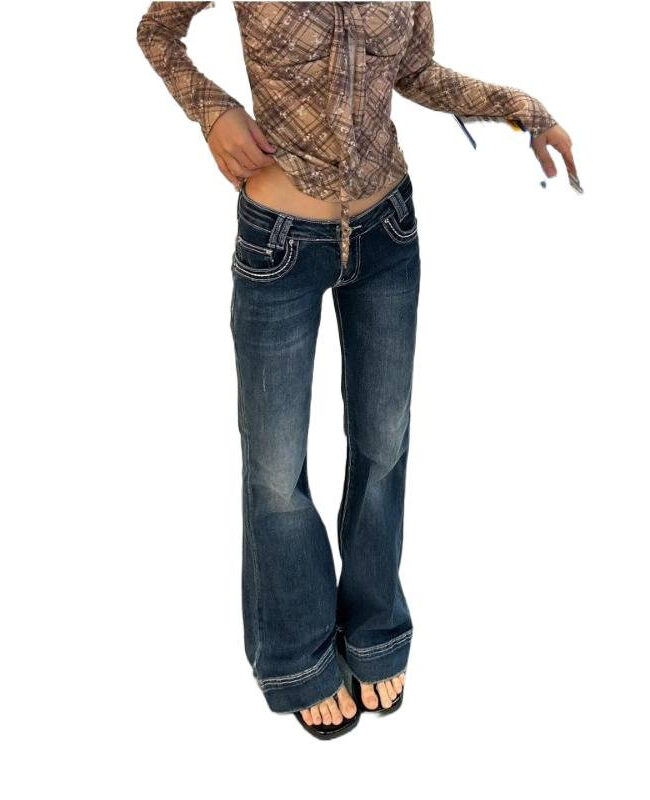 The Ophelie Low Waist Flared Denim Pants Detail – La Rose Couture Trousers & Skirts