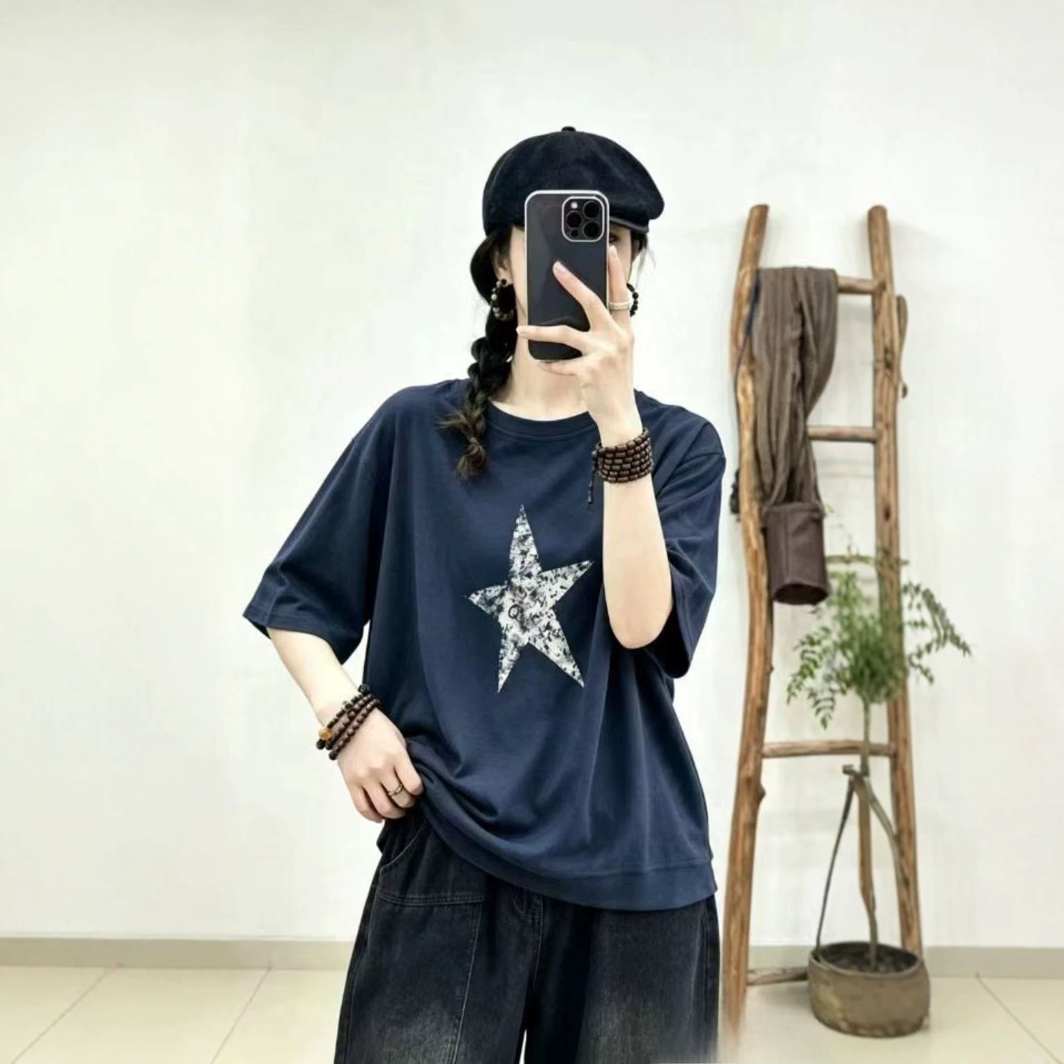 Casual Printed Cotton Blend T-Shirt - Image 4