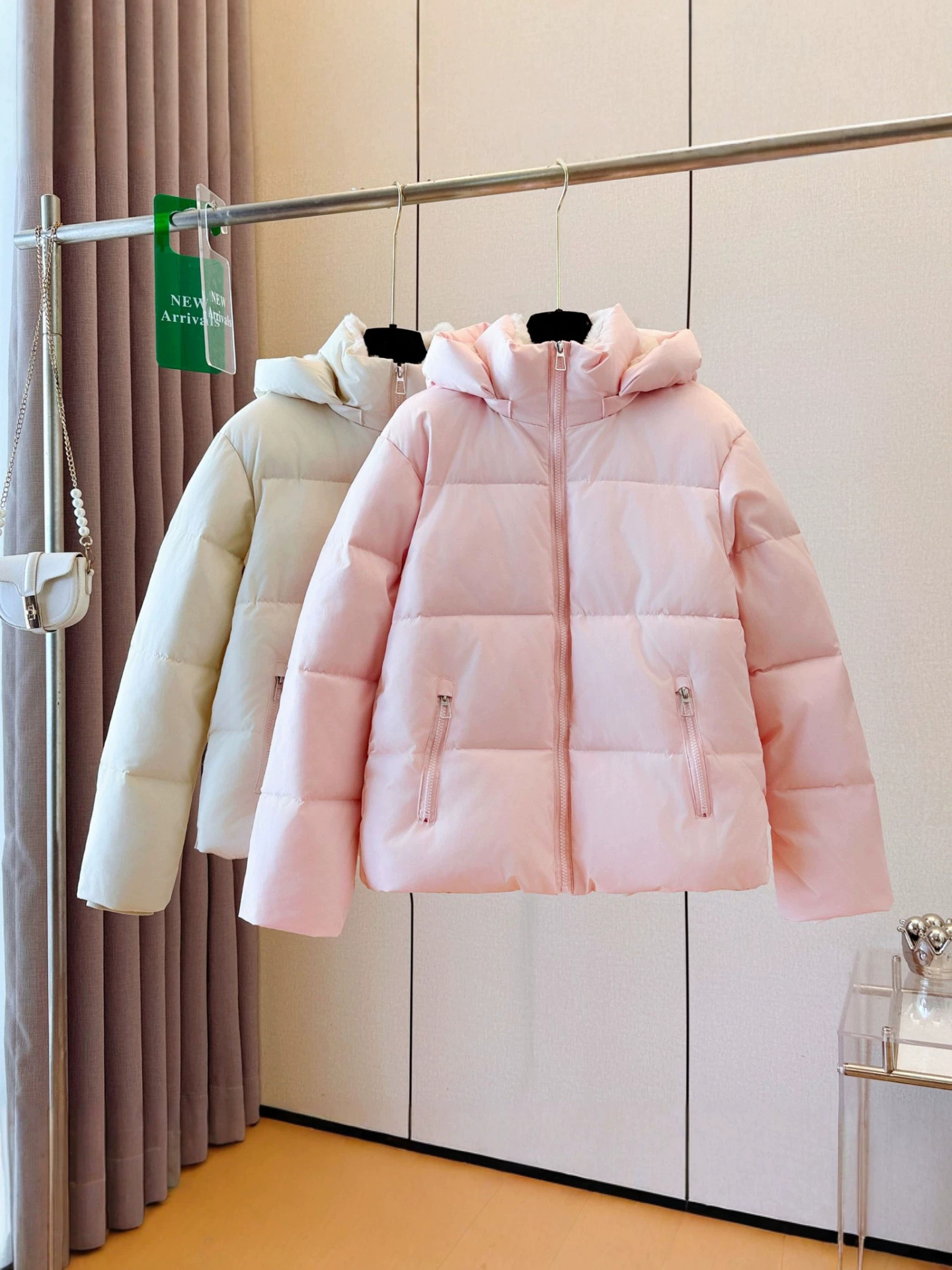 Women's hooded short-sleeved zipper cotton coat