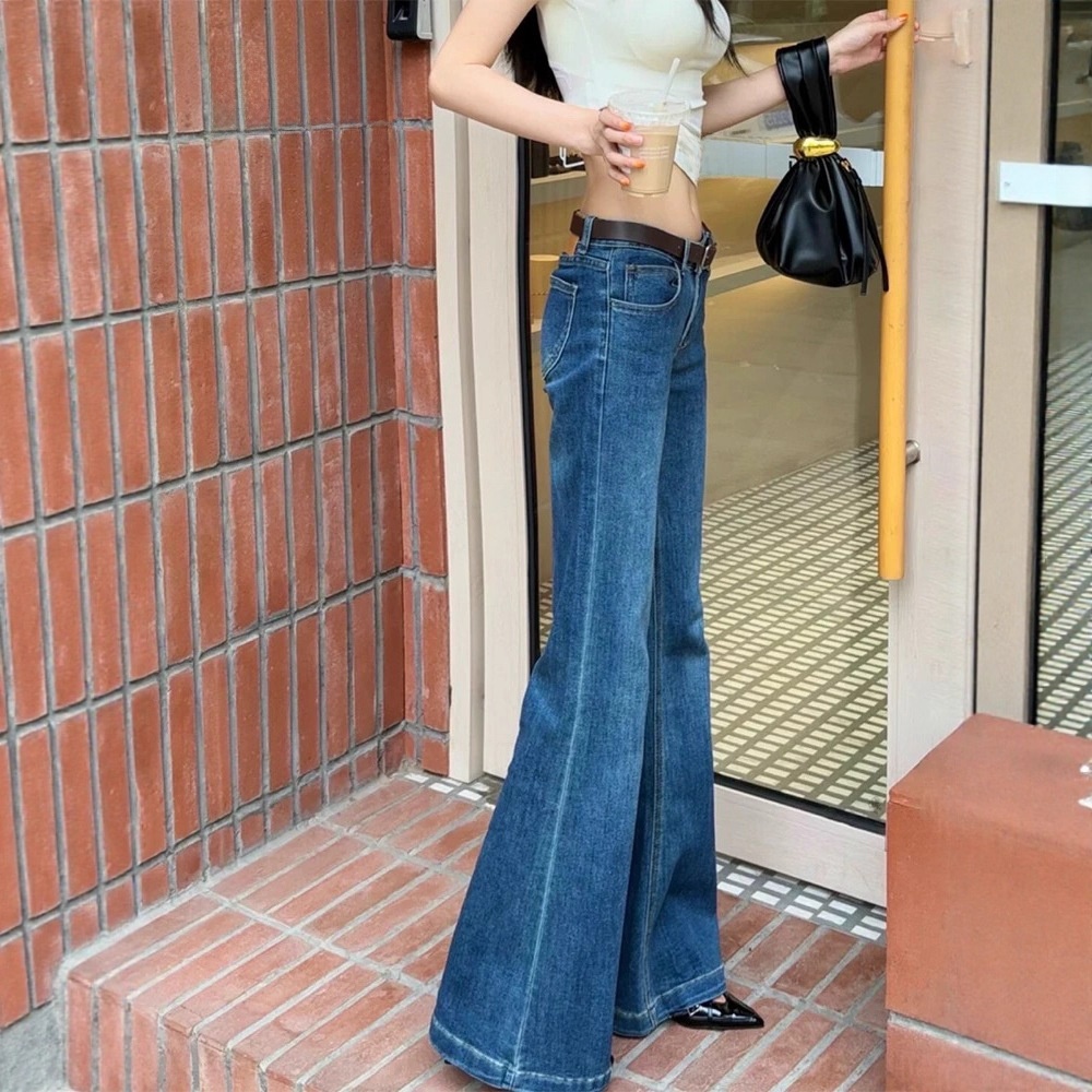 Womens Retro Flared Stretch Jeans - Image 5
