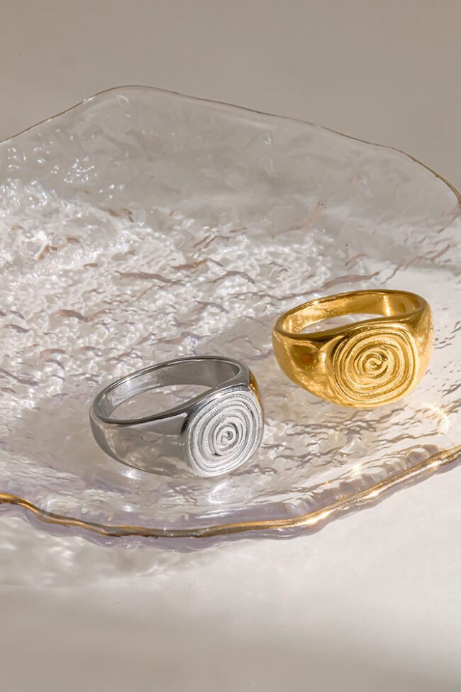 The Solene Spiral Fingerprint Stamp Ring Detail – La Rose Couture Jewellery & Accessories