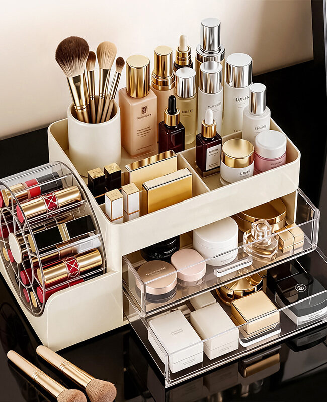 The Tiphaine Multi Layer Cosmetic Storage Box Detail – La Rose Couture Handbags & Clutches