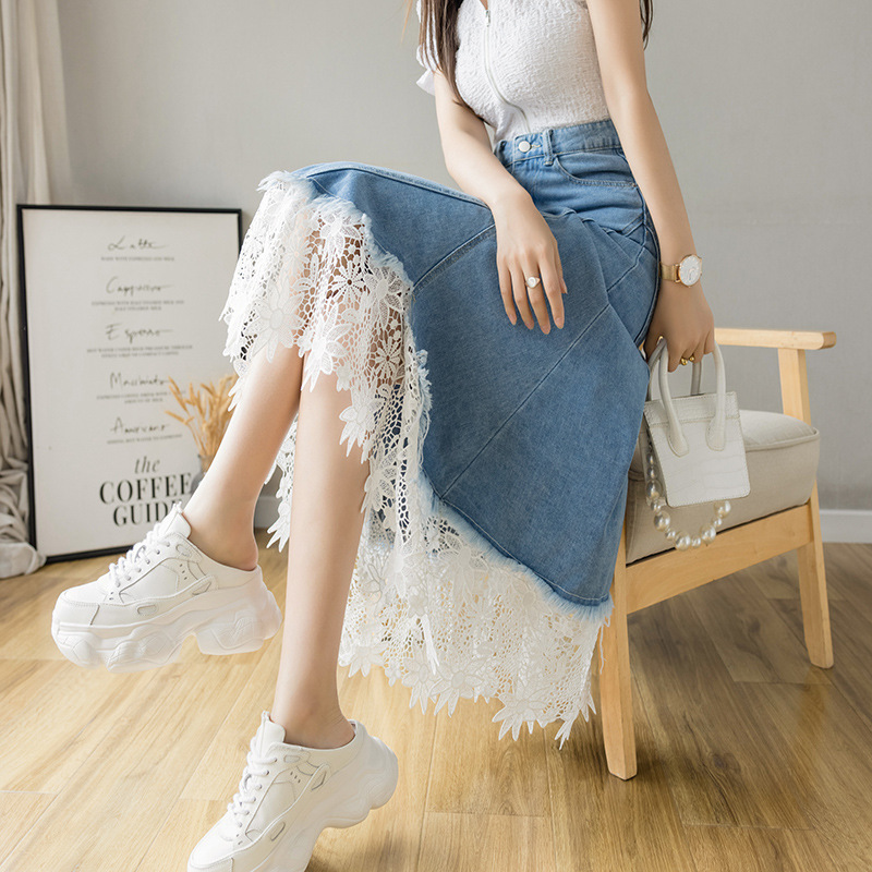 Women's A-Line High Waist Denim Midi Skirt - Image 2