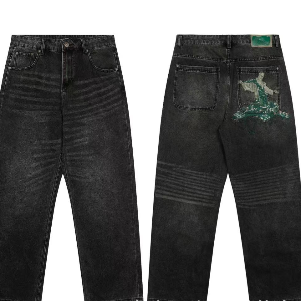 Casual Wide-Leg Cotton Pants with Embroidery - Image 2