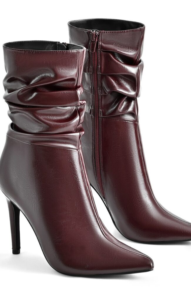 The Elodie Pointed Toe Low Heeled High Short Boots – La Rose Couture Shoes & Footwear