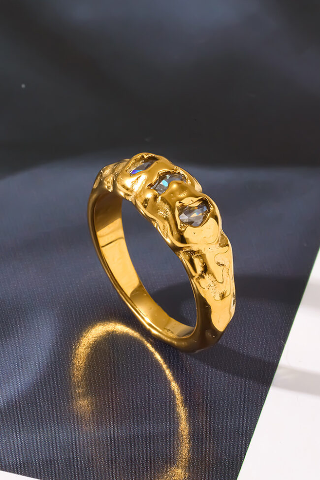18k Gold Plated Irregular Texture Zircon Ring for Stainless Steel Detail – La Rose Couture Jewellery & Accessories