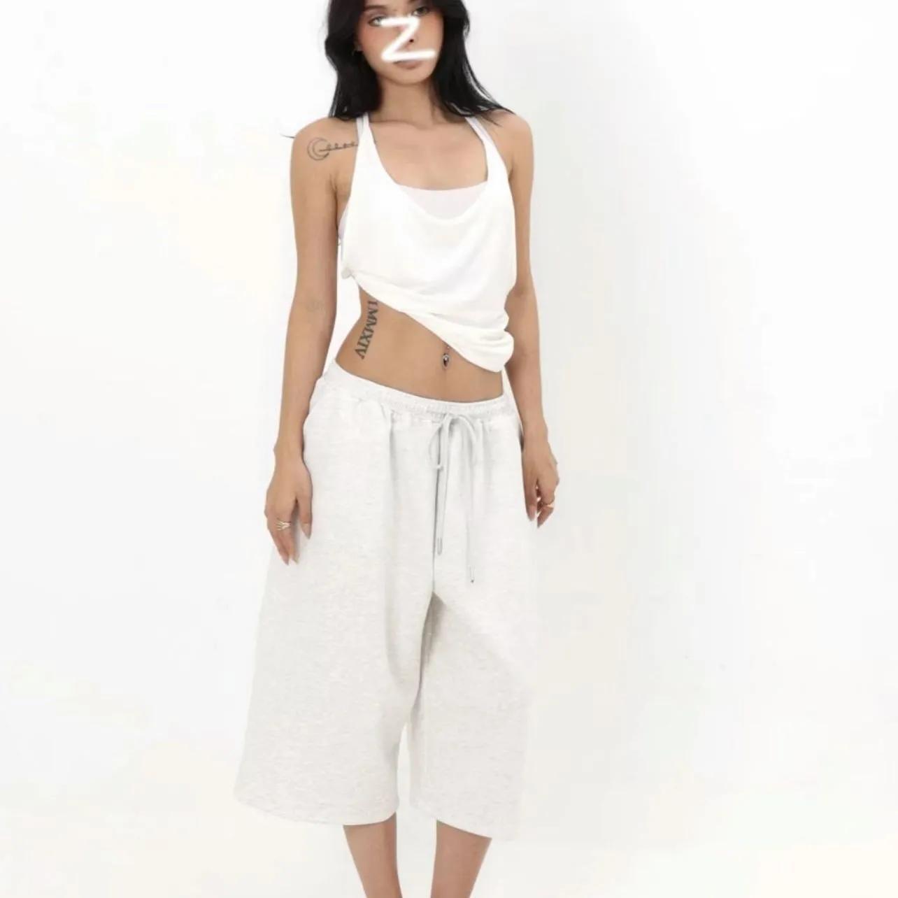 American Retro High-Waisted Wide-Leg Cropped Pants - Image 2