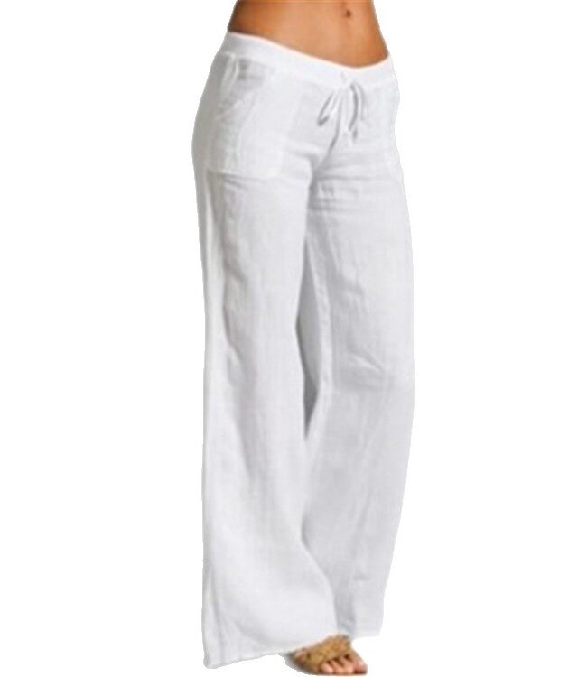 The Alix High Waisted Wide Leg Pants Cotton Linen Casual Trousers Detail – La Rose Couture Trousers & Skirts