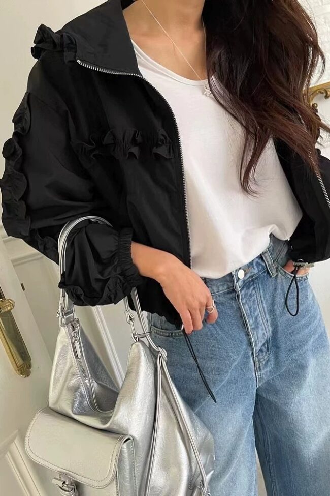 The Clemence Hooded Jacket Detail – La Rose Couture Coats & Jackets