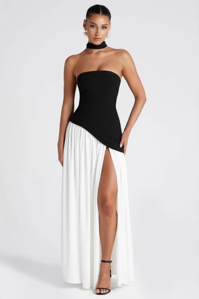 The Prudence Solid Split Dress Detail – La Rose Couture Dresses & Gowns