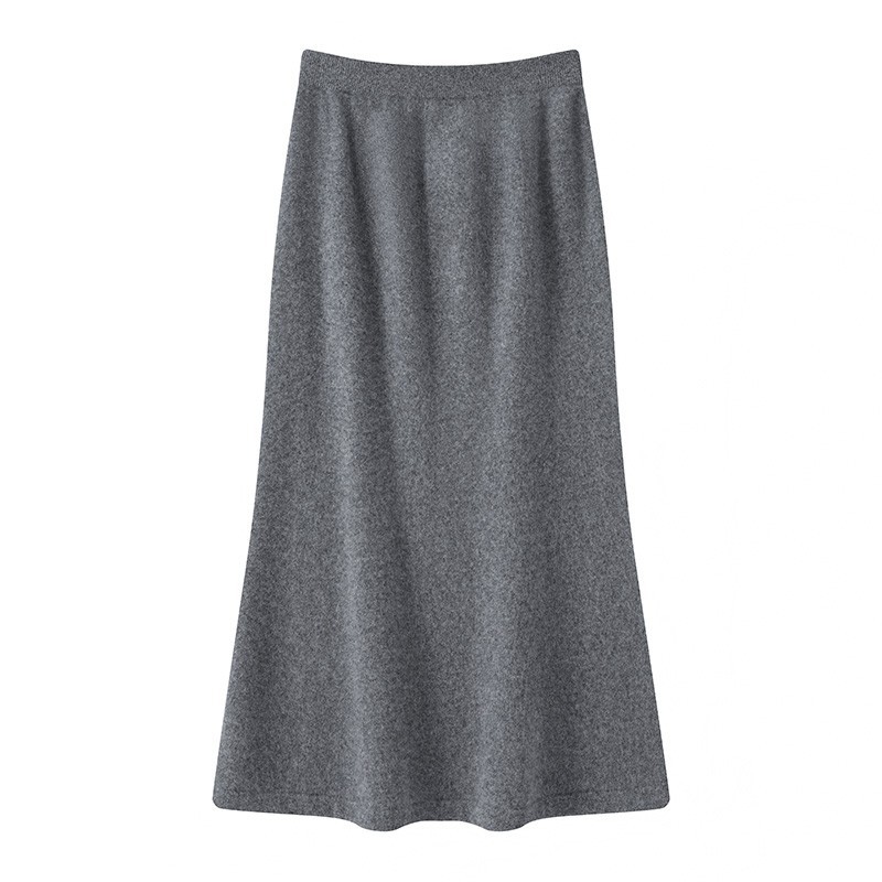 Womens High Waist Cashmere Blend A-Line Long Skirt