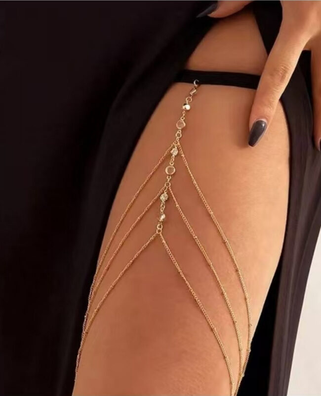 The Eugenie Zircon Beaded Leg Chain Body Jewelry Detail – La Rose Couture Jewellery & Accessories