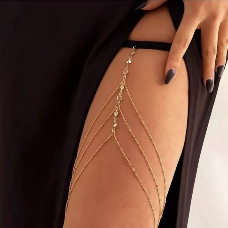 Women's Zircon Beaded Leg Chain Body Jewelry - Image 2