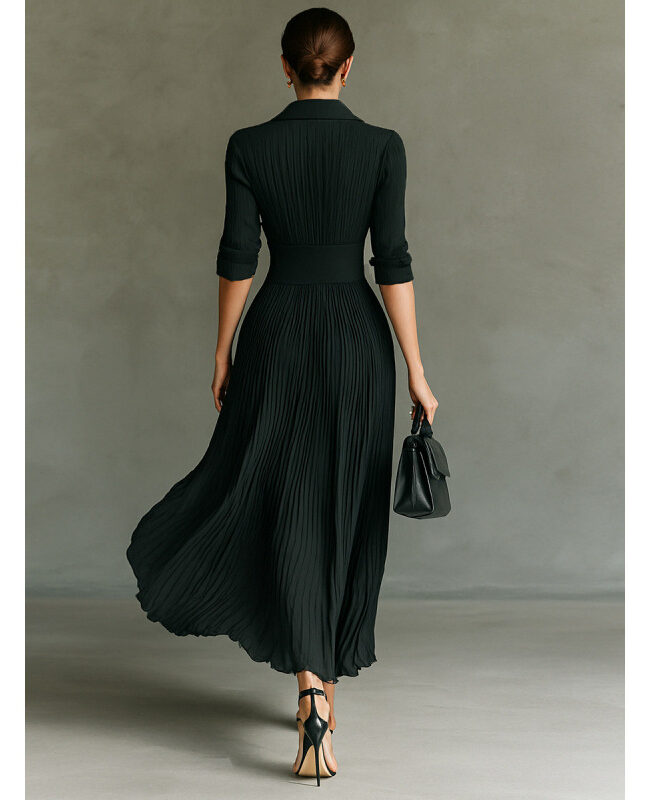The Solene Elegant Pleated a Line Dress Detail – La Rose Couture Dresses & Gowns