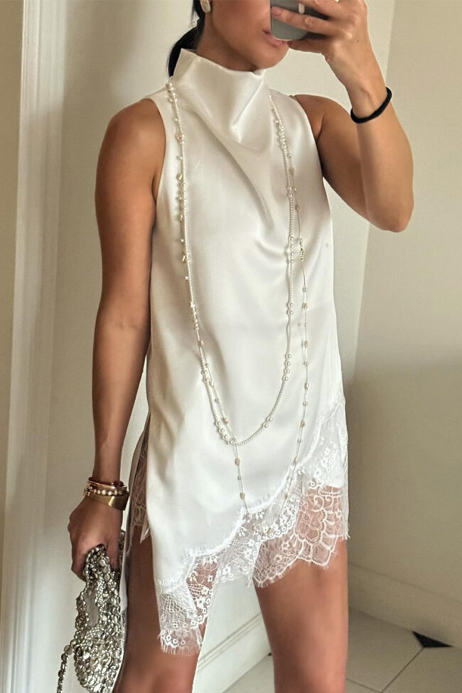 The Amelie Lace Trim Satin Vest Detail – La Rose Couture Tops & Blouses