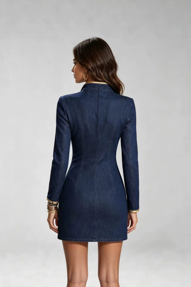The Seraphine Long Sleeve Denim Dress Detail – La Rose Couture Dresses & Gowns