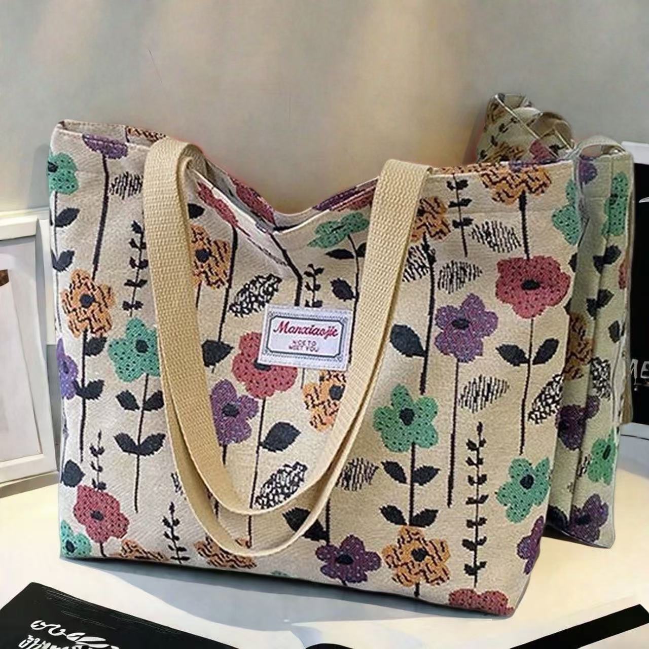 Canvas Tote Bag Women Foldable Shoulder Bag