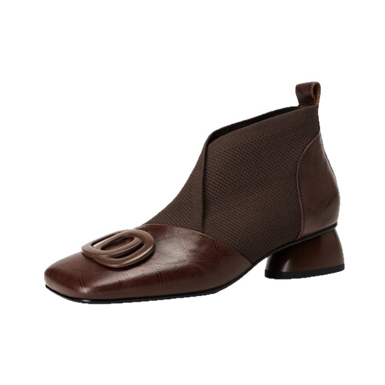 Women's Retro Square-Toe Chunky Heel Shoes - Image 2
