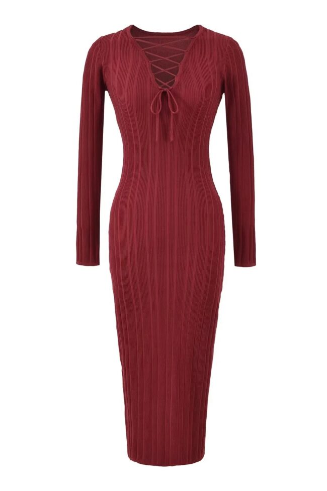 The Valerie Knit Twist Waist Long Dress Detail – La Rose Couture Dresses & Gowns