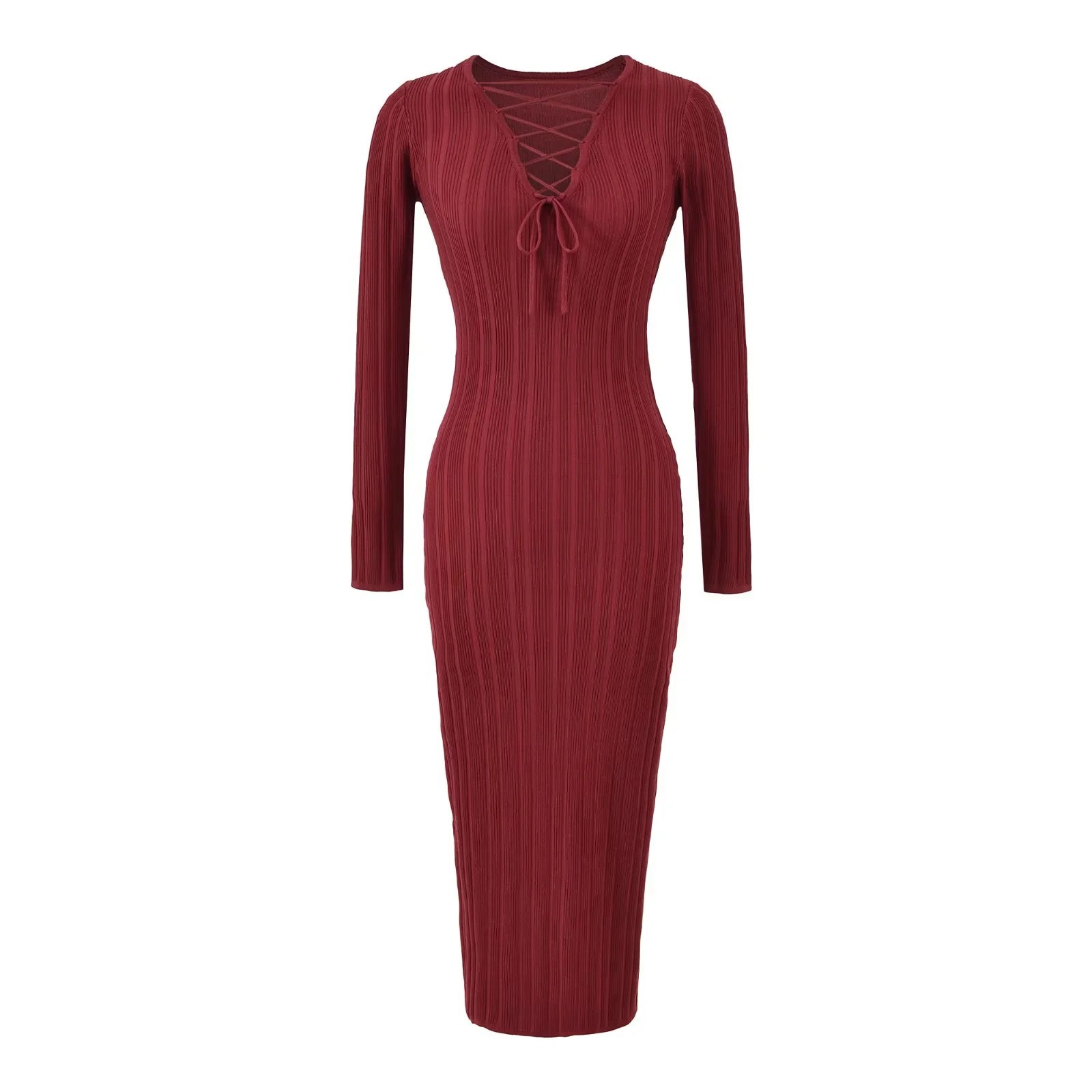 Knit Twist Waist Long Dress - Image 5