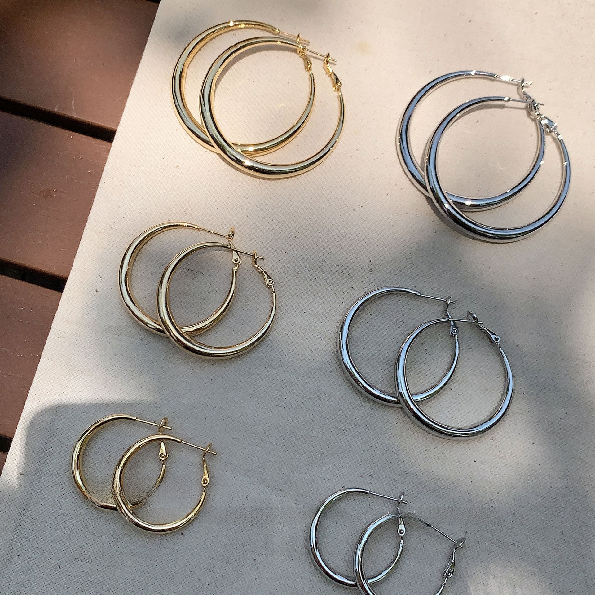 Women Classic Hoop Earrings 925 Silver Post Minimalist Geometric Earrings - Image 2