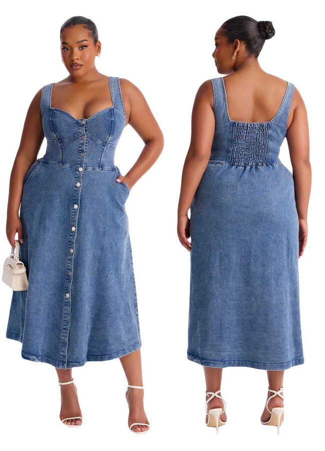 The Cyrielle Strapless Flared Denim Dress Detail – La Rose Couture Dresses & Gowns