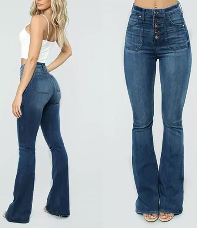 The Laure Washed Button Down High Waisted Denim Pants Detail – La Rose Couture Trousers & Skirts
