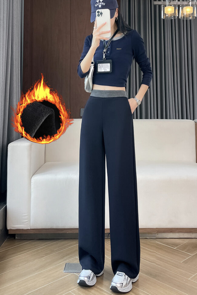 The Rosalie High Waisted Fleece Lined Wide Leg Pants Detail – La Rose Couture Trousers & Skirts